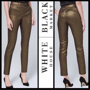 White House Black Market Metallic Shimmer Gold Ankle Pants